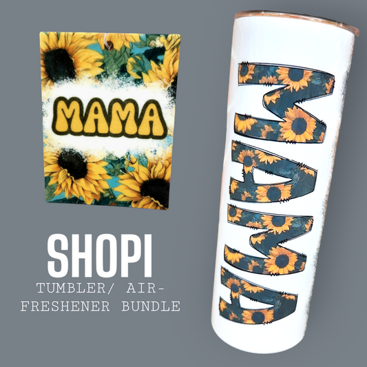 Sunflower Mama tumbler/freshener set